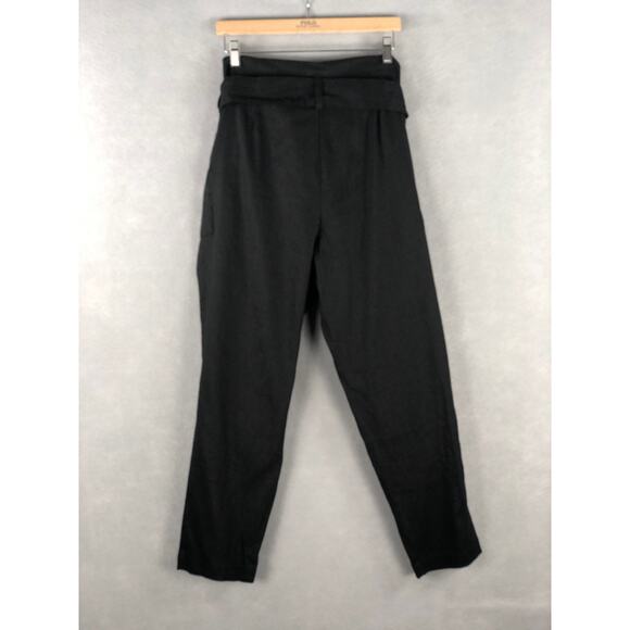 Calvin Klein Linen Blend Pants Women's Size 8 High Waist Crop Pants Black NEW - Picture 3 of 9